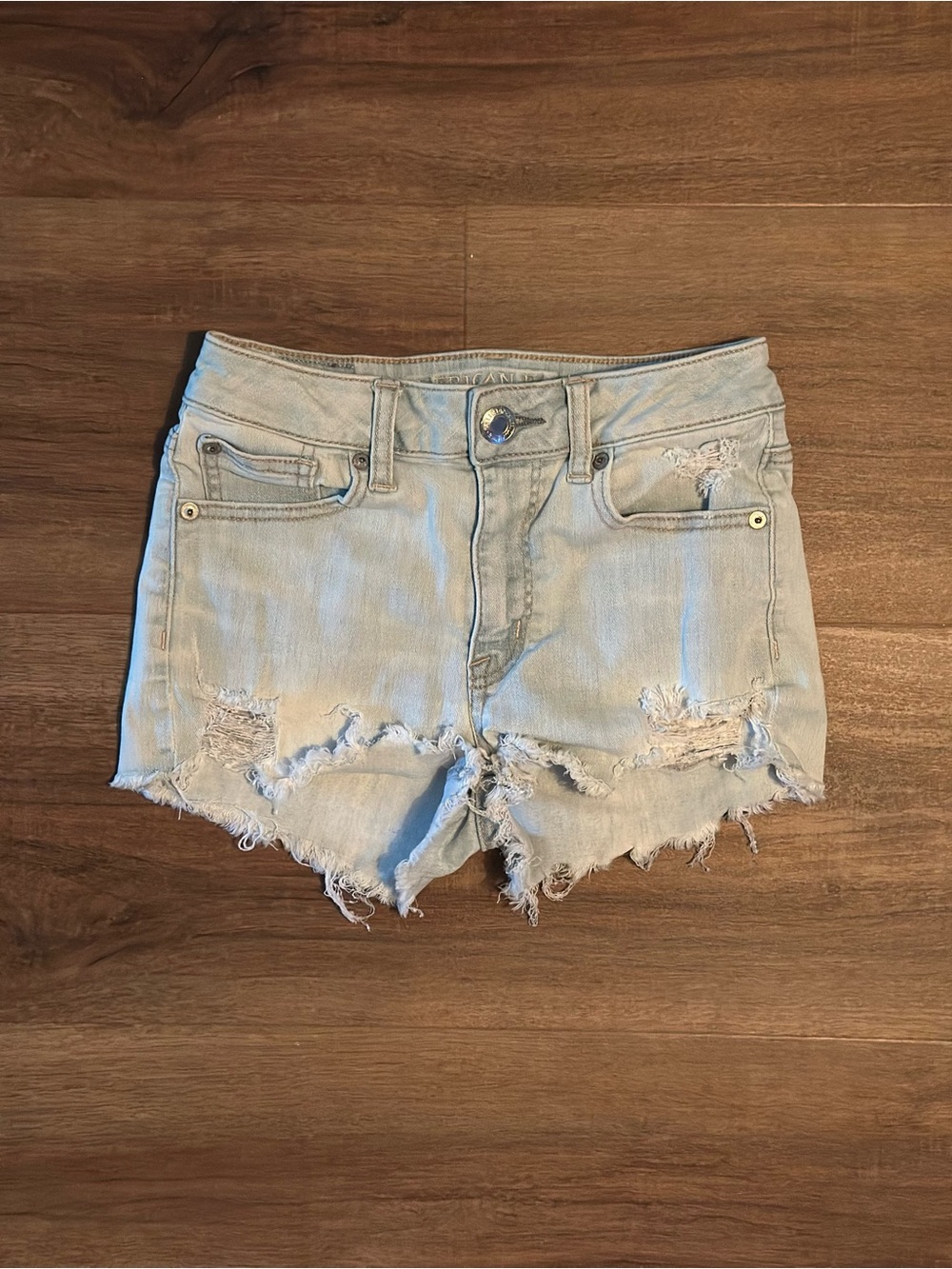 American Eagle Outfitters Light Blue Distressed Denim Shorts